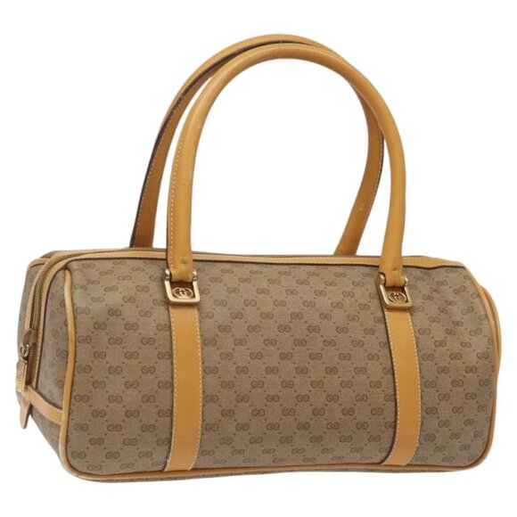 GUCCI Micro GG Supreme Hand Bag PVC Beige Gold Auth BA2128 - Picture 1 of 16